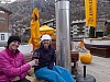 Lulu and Lauren toasting to good skiing at the Snow Boat in Zermatt.